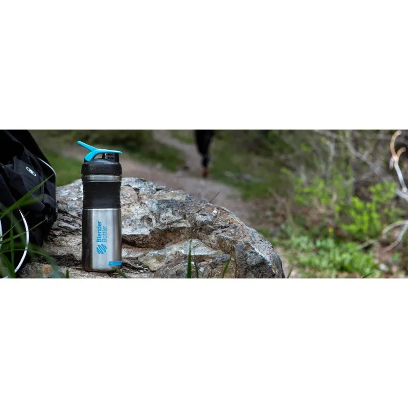 Спортивная бутылка-шейкер BlenderBottle SportMixer Stainless Steel Teal 820мл (из нержавеющей пищевой cтали) фото товара
