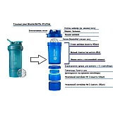 Шейкер спортивный BlenderBottle ProStak 650ml с 2-мя контейнерами Teal (ORIGINAL) фото товару