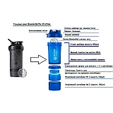 Шейкер спортивный BlenderBottle ProStak 650ml с 2-мя контейнерами Black (ORIGINAL) фото товару