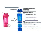 Шейкер спортивный BlenderBottle ProStak с шариком 650 мл Розовый фото товару