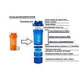 Шейкер спортивный BlenderBottle ProStak с шариком 650 мл оранжевый фото товару