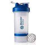 Шейкер спортивный BlenderBottle ProStak с шариком 650 мл Прозрачный-Синий фото товару
