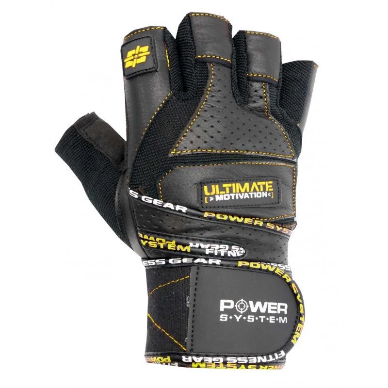 Перчатки для тяжелой атлетики Power System Ultimate Motivation PS-2810 S Black/Yellow фото товару