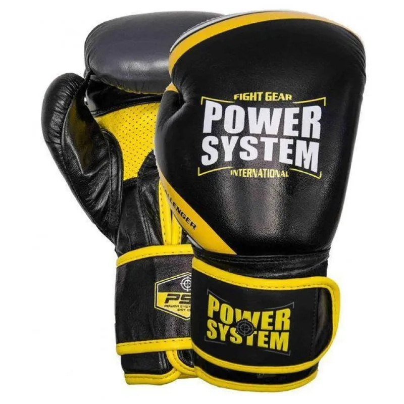 Перчатки для бокса PowerSystem PS 5005 Challenger 12oz Black/Yellow фото товару