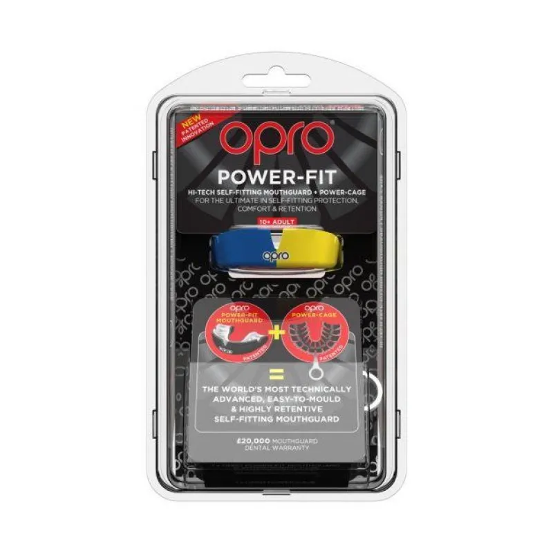 Капа OPRO Power-Fit Hi-Tech Self-Fitting Blue/Yellow фото товару