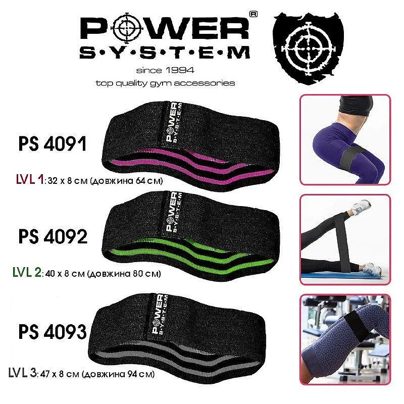 Эспандер для пилатеса Power System PS-4091 Booty Band LVL 1 Black/Pink фото товару