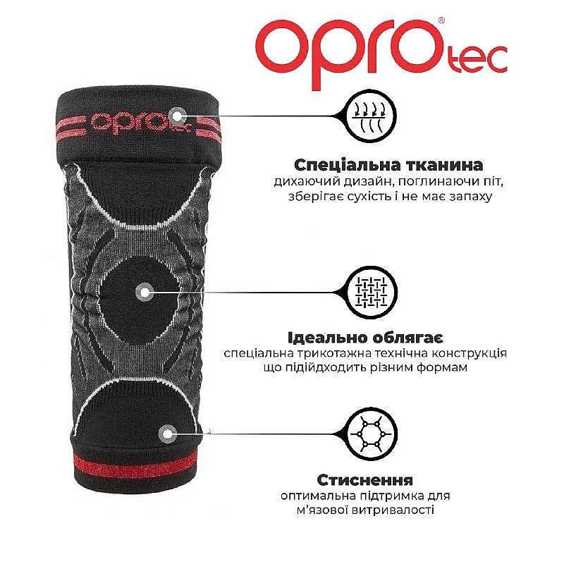 Наколенник спортивный OPROtec Knee Sleeve TEC5736-SM Черный S фото товару