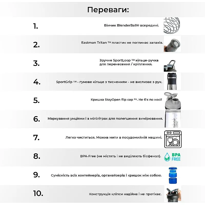Шейкер спортивный BlenderBottle Classic 820ml Cyan фото товара