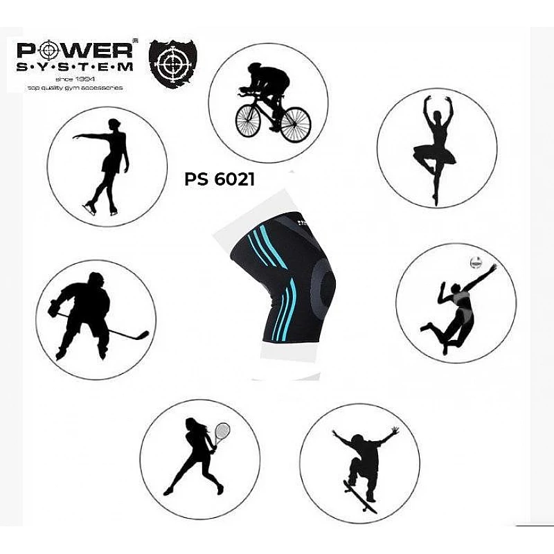 Эластический наколенник Power System Knee Support Evo PS-6021 M Black/Blue фото товару