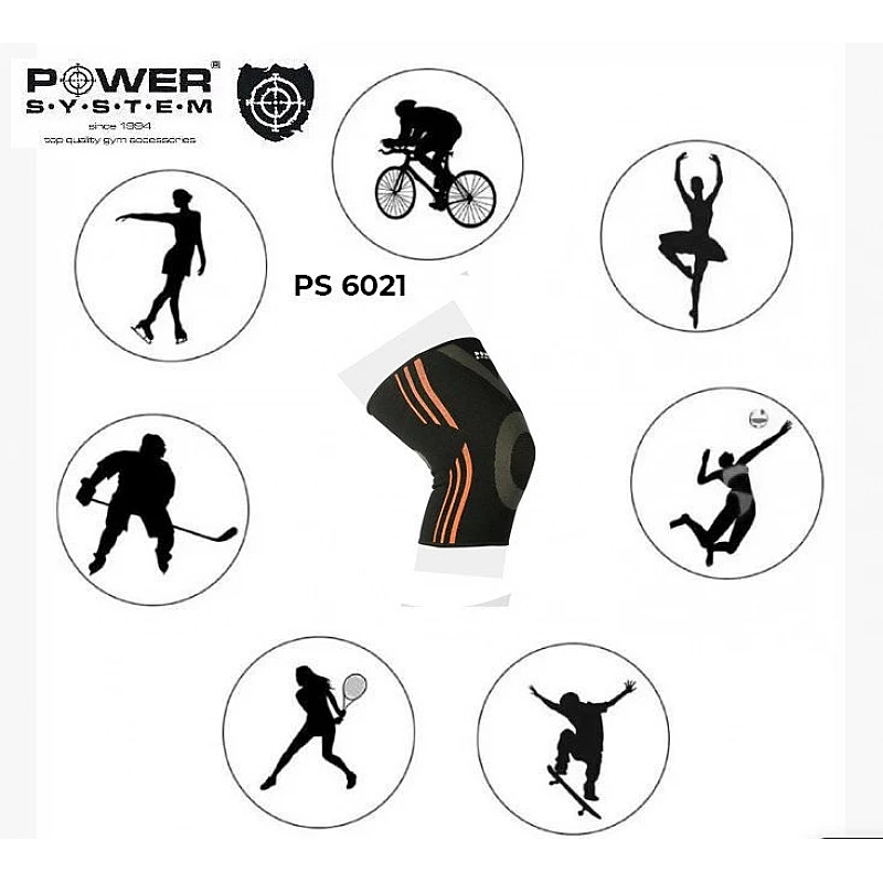 Эластический наколенник Power System Knee Support Evo PS-6021 XL Black/Orange фото товару