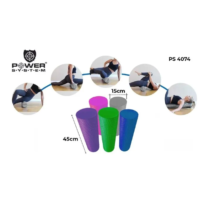 Массажный ролик для фитнеса и аэробики  Power System Fitness Roller PS-4074 Grey (45*15) фото товару