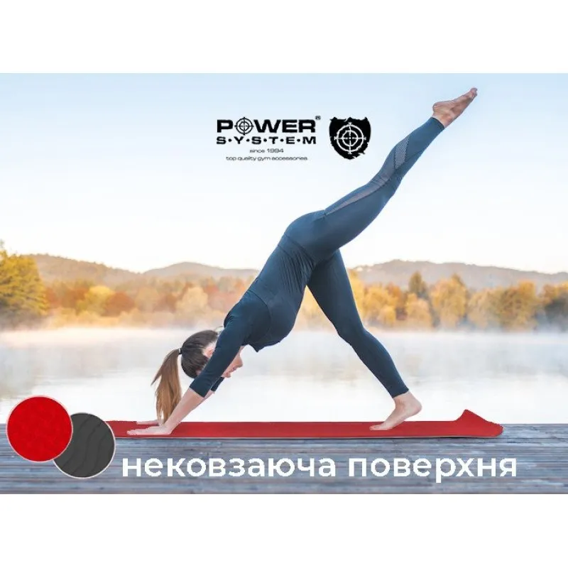Коврик для йоги и фитнеса POWER SYSTEM YOGA MAT PREMIUM PS-4060 Red фото товару