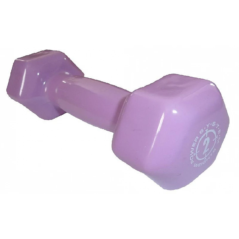 Гантели для фитнеса и аэробики обрезиненные Power System 2 kg PS-4025 Purple (1 шт) фото товара