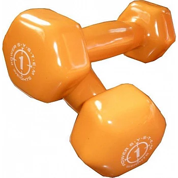 Гантели для фитнеса и аэробики обрезиненные Power System 1 kg PS-4024 Orange (1 шт)