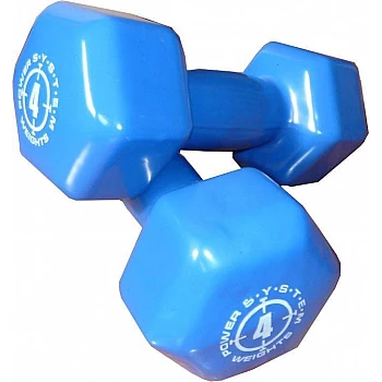 Гантели для фитнеса и аэробики обрезиненные Power System 4 kg PS-4027 (1 шт.)