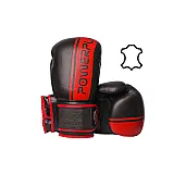 Боксерські рукавиці PowerPlay 3022 Чорно-Червоні [натуральна шкіра] 10 унцій фото товару