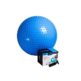 М'яч-масажер для фітнесу PowerPlay 4002 75см Синій + насос