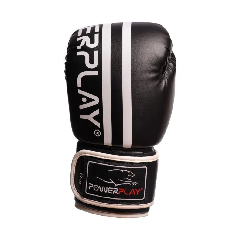 Боксерські рукавиці PowerPlay 3010 Чорно-Білі 12 унцій фото товару