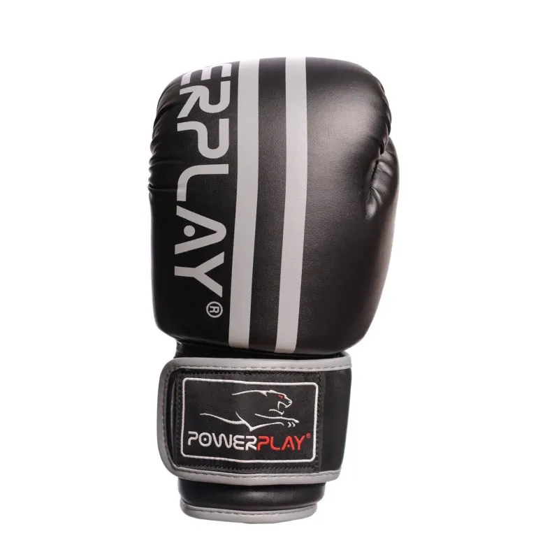 Боксерські рукавиці PowerPlay 3010 Чорно-Сірі 12 унцій фото товара