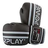 Боксерські рукавиці PowerPlay 3010 Чорно-Сірі 14 унцій фото товару
