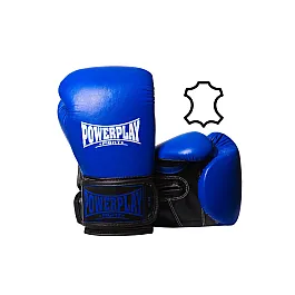Боксерські рукавиці PowerPlay 3015 Сині [натуральна шкіра] 14 унцій