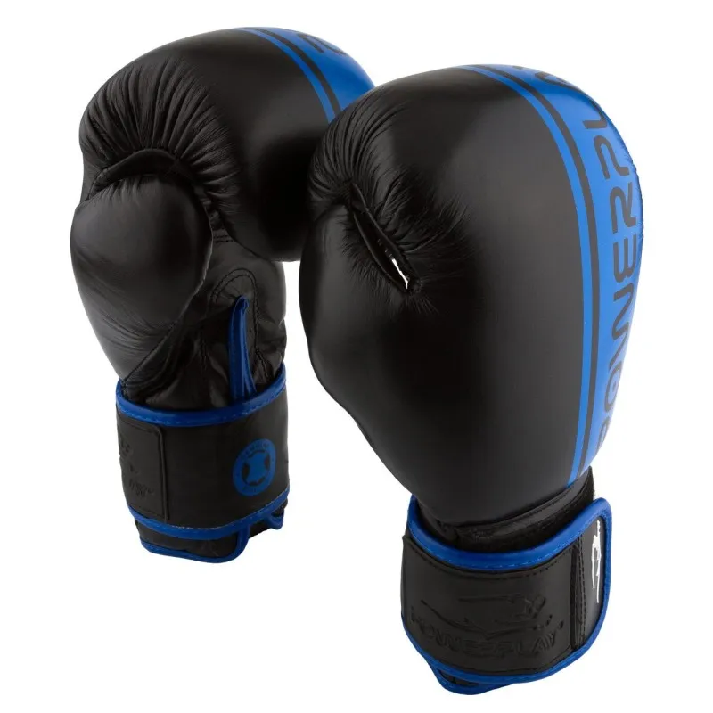Боксерські рукавиці PowerPlay 3022 Чорно-Сині [натуральна шкіра] 12 унцій фото товара