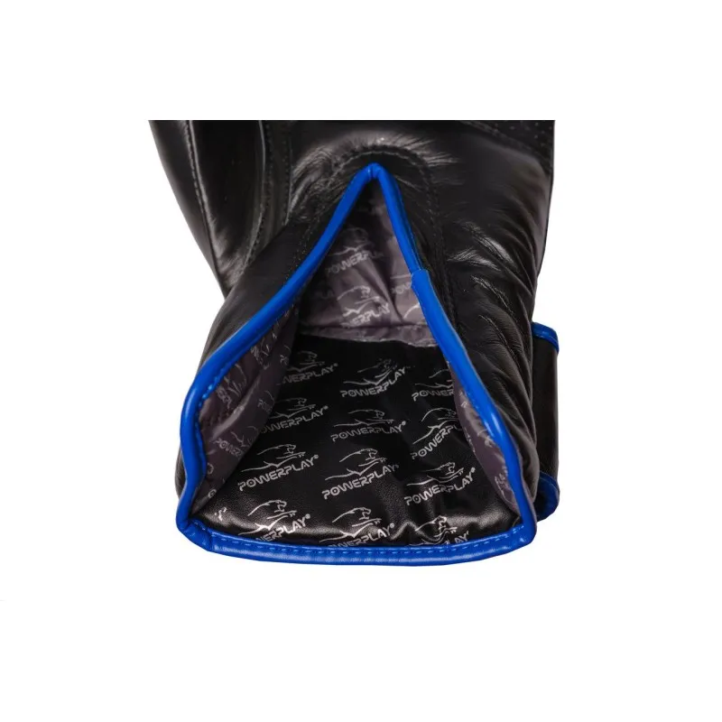 Боксерські рукавиці PowerPlay 3022 Чорно-Сині [натуральна шкіра] 12 унцій фото товара
