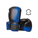 Боксерські рукавиці PowerPlay 3022 Чорно-Сині [натуральна шкіра] 16 унцій фото товару