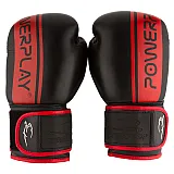 Боксерські рукавиці PowerPlay 3022 Чорно-Червоні [натуральна шкіра] 12 унцій фото товару
