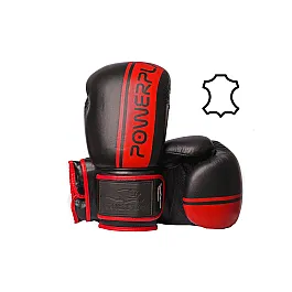 Боксерські рукавиці PowerPlay 3022 Чорно-Червоні [натуральна шкіра] 16 унцій
