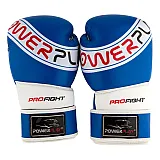 Боксерські рукавиці PowerPlay 3023 A Синьо-Білі [натуральна шкіра] 12 унцій фото товару