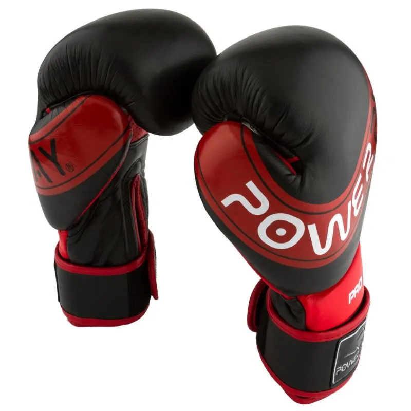 Боксерські рукавиці PowerPlay 3023 A Чорно-Червоні [натуральна шкіра] 16 унцій фото товару