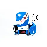 Боксерські рукавиці PowerPlay 3023 Синьо-Білі [натуральна шкіра] 16 унцій фото товару