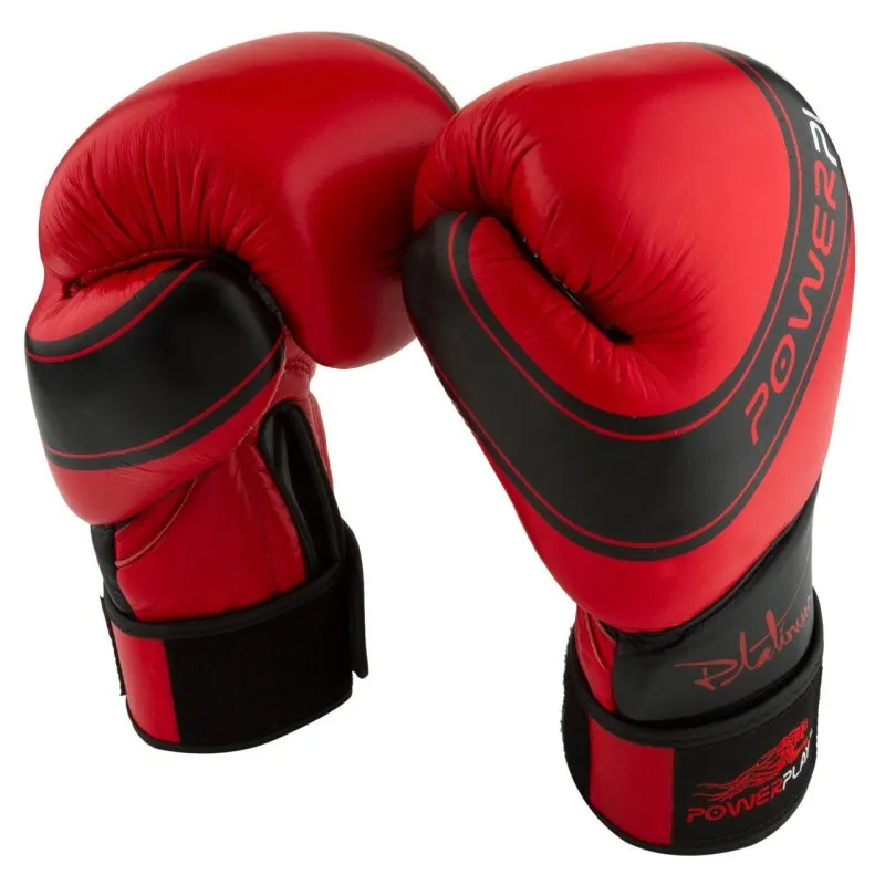 Боксерські рукавиці PowerPlay 3023 Червоно-Чорні [натуральна шкіра] 14 унцій фото товару