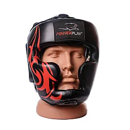 Боксерський шолом тренувальний PowerPlay 3048 Чорнo-Червоний L