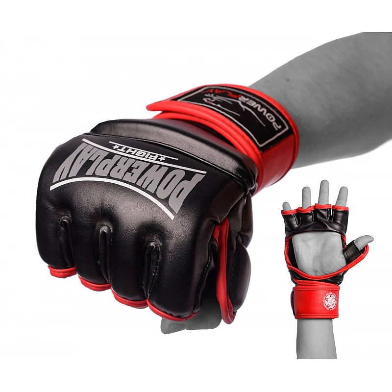 Рукавички для MMA PowerPlay 3058 Чорно-Червоні XL фото товару