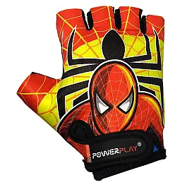 Велорукавички PowerPlay 5473 Spiderman червоно-жовті XS