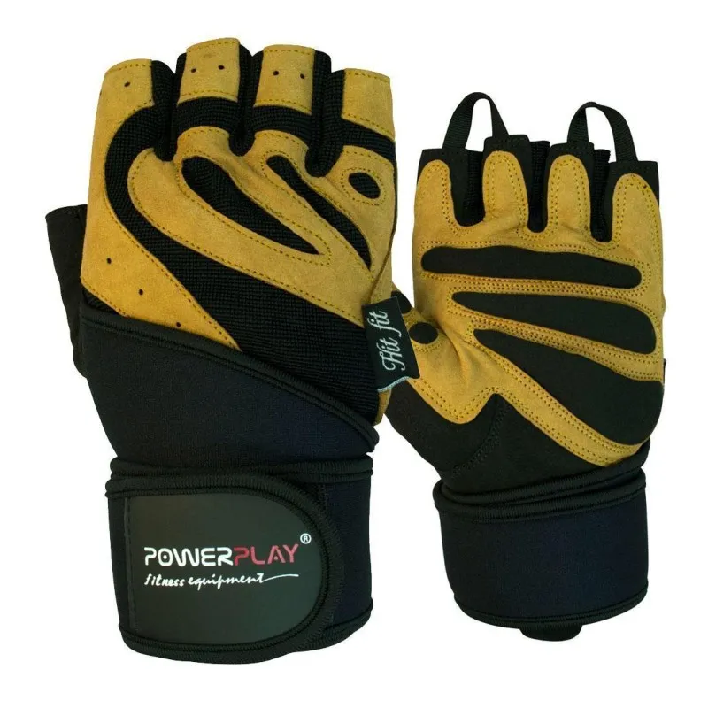 Рукавички для фітнесу PowerPlay 1063 B Чорно-Коричневі XL фото товару