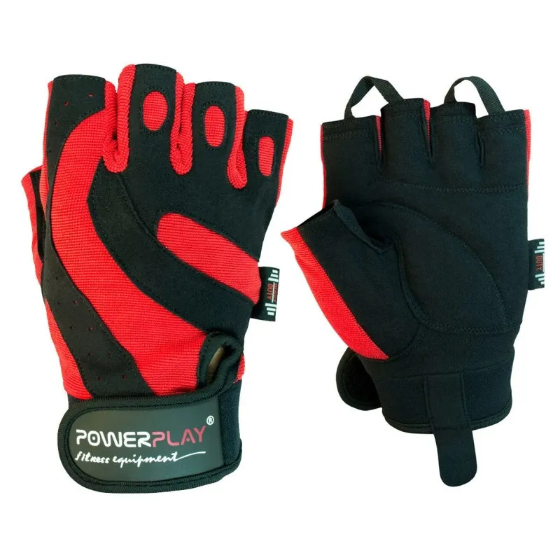 Рукавички для фітнесу PowerPlay 1598 Чорно-Червоні S фото товару