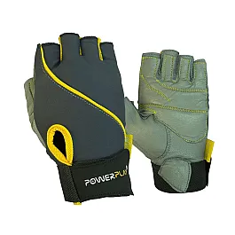 Рукавички для фітнесу PowerPlay 1725 B жіночі Сіро-Жовті M