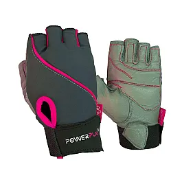 Рукавички для фітнесу PowerPlay 1725 жіночі Сіро-Розові M