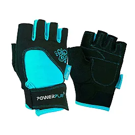 Рукавички для фітнесу PowerPlay 1728 A жіночі Чорно-Блакитні XS