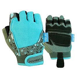 Рукавички для фітнесу PowerPlay 1735 жіночі Сіро-Блакитні M
