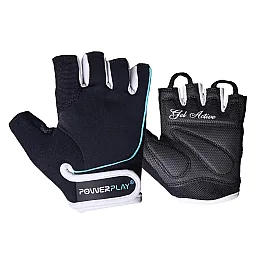 Рукавички для фітнесу PowerPlay 1750 жіночі Чорно-Блакитний XS
