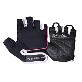 Рукавички для фітнесу PowerPlay 1750 жіночі Чорно-Розовий S