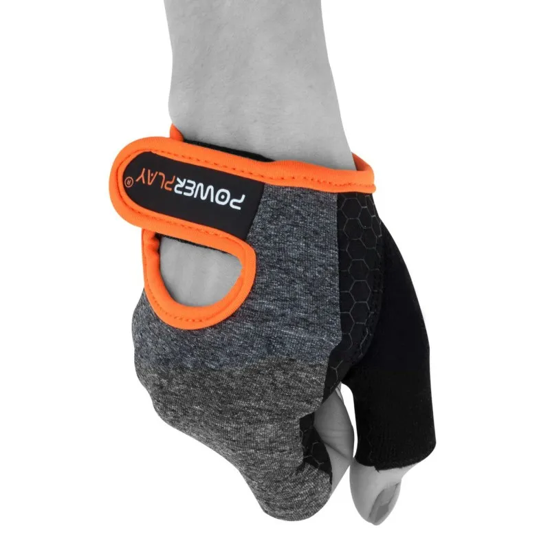 Рукавички для фітнесу PowerPlay 2935 жіночі Сіро-Оранжеві M фото товару