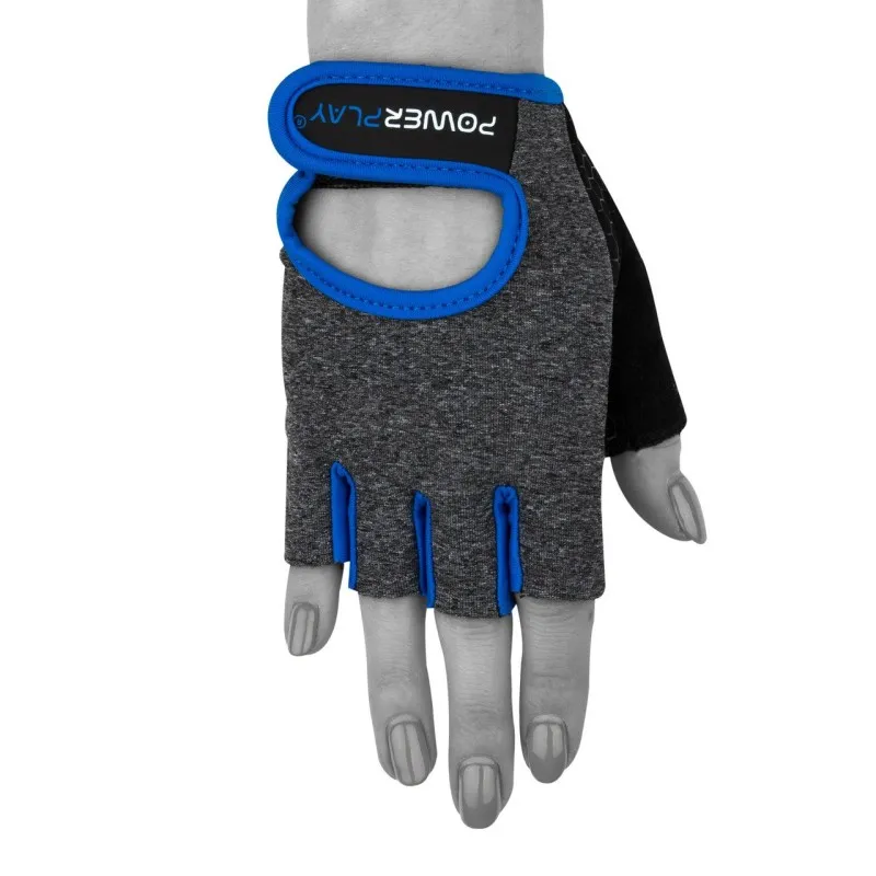 Рукавички для фітнесу PowerPlay 2935 жіночі Сіро-Сині M фото товара