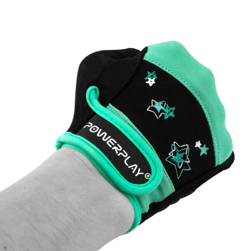 Фітнес рукавички PowerPlay 3492 жіночі Чорно-Мятні M фото товара