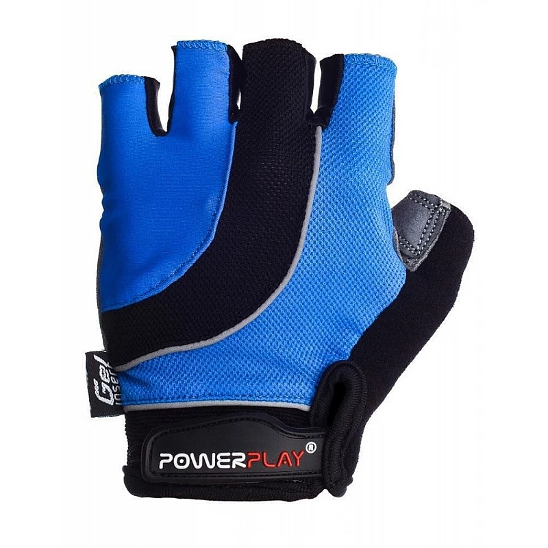 Велорукавички PowerPlay 5037 A Чорно-блакитні M фото товару