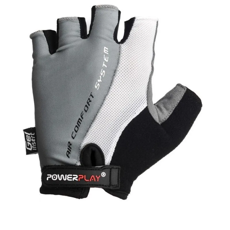 Велорукавички PowerPlay 5010 Біло-сірі L фото товару